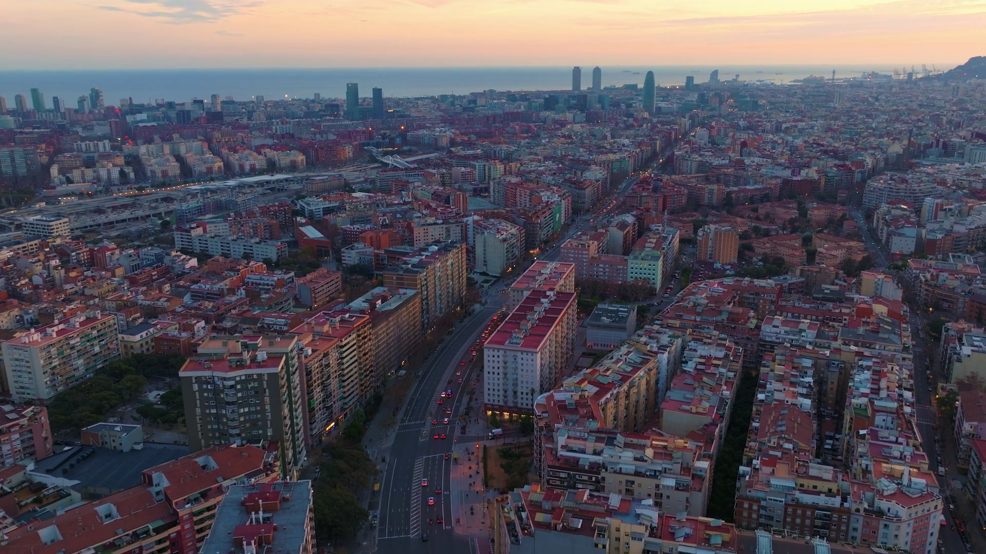 Panoramic Aerial View Of Barcelona Cityscape Stock Footage SBV ...
