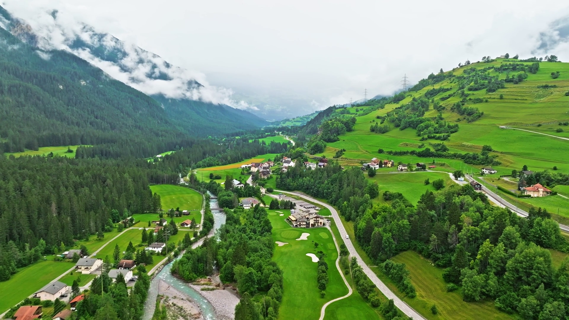 Green Alpine Valley With Swiss Traditional Stock Footage SBV-353340714 ...
