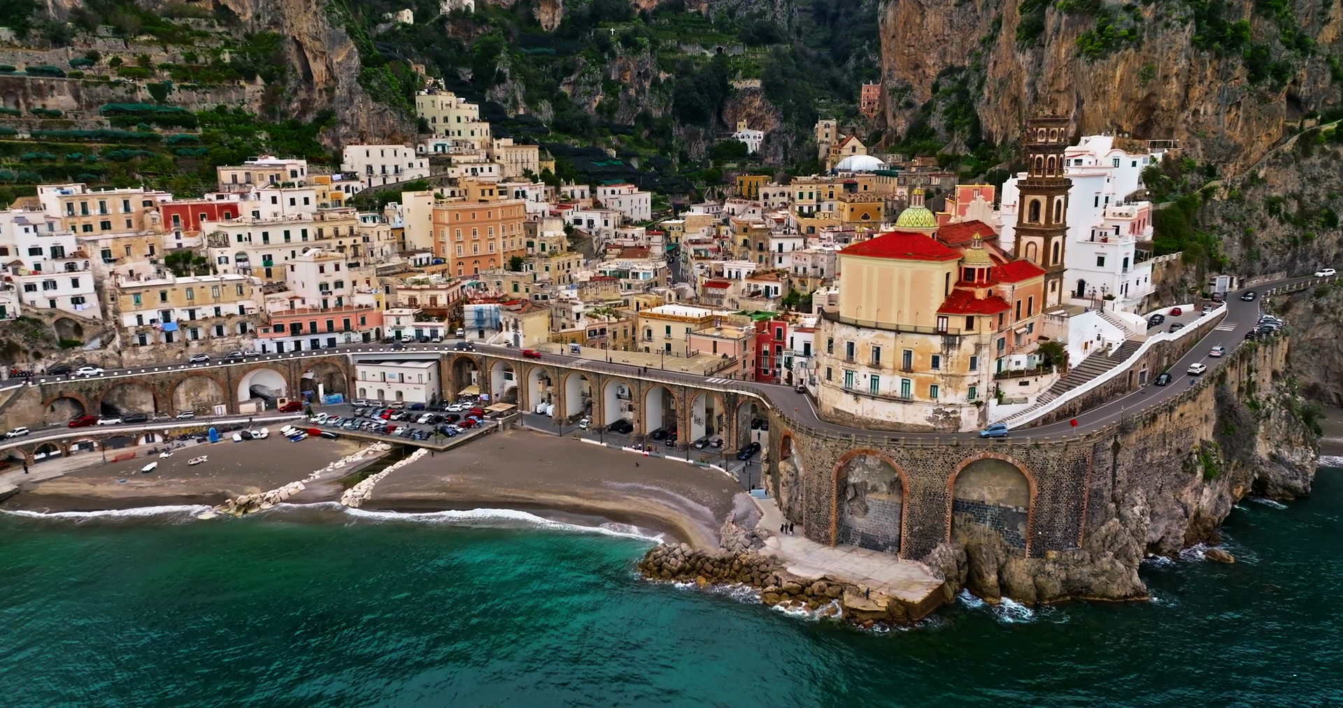 Aerial View Of Atrani Of Famous Amalfi Coast Stock Footage SBV ...