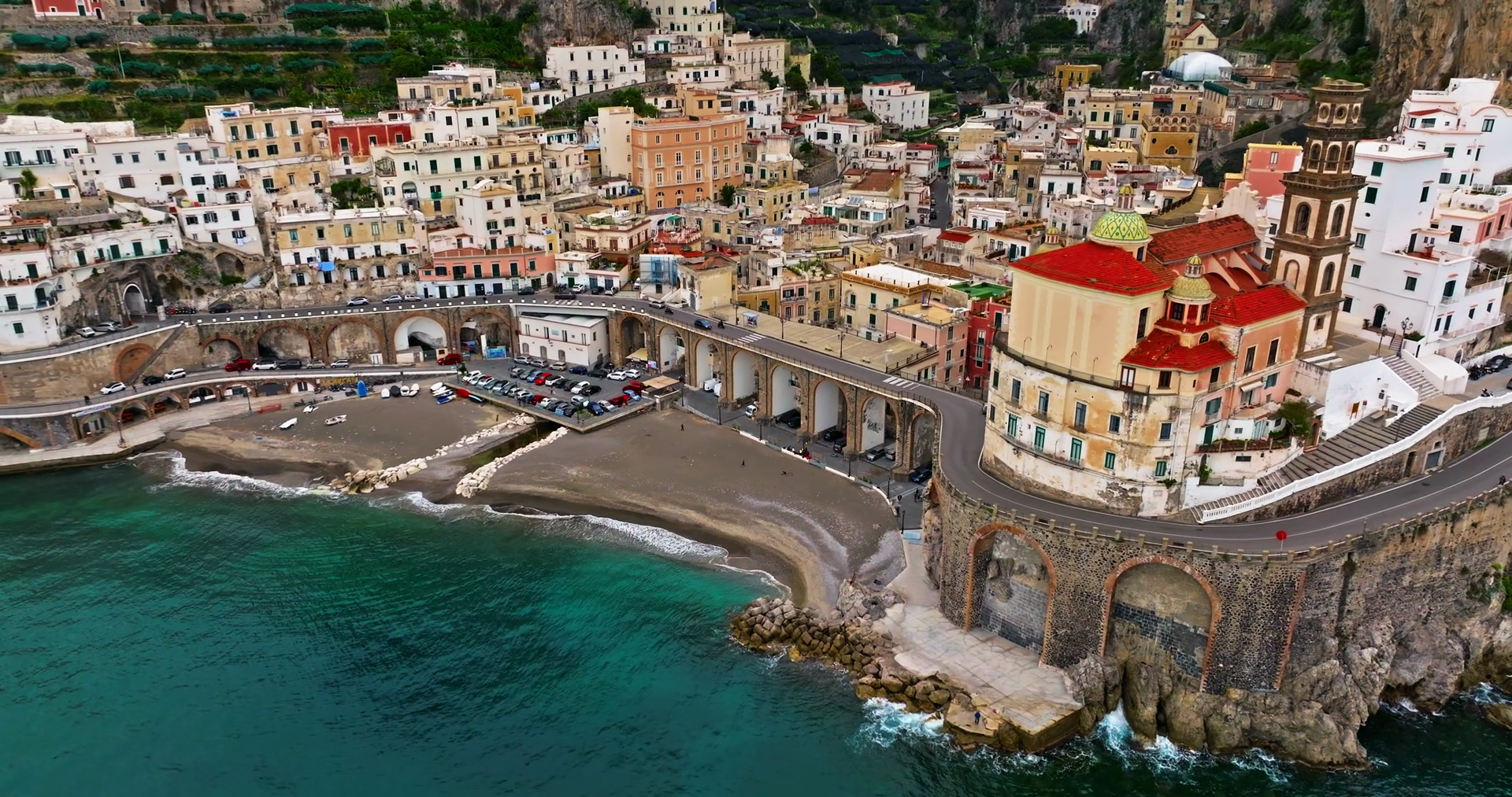 Aerial View Of Atrani Of Famous Amalfi Coast Stock Footage SBV ...