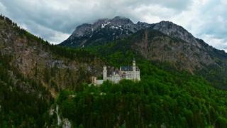 Aerial view of Neuschwanstein Castle in Bavaria Germany at summer