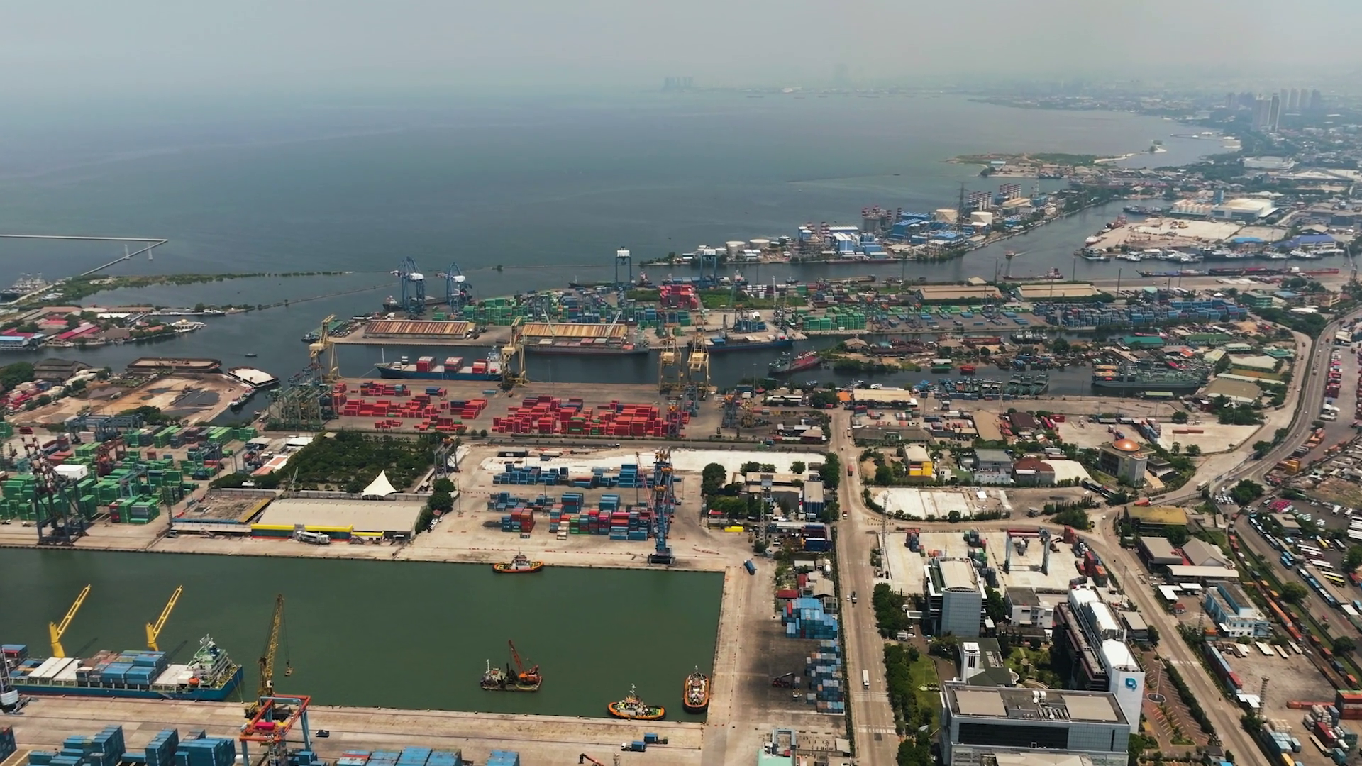 Container Terminal With Cargo Ships Tanjung Stock Footage SBV-352315116 ...