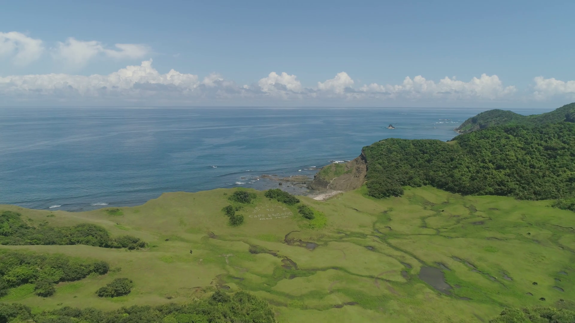 Aerial View Sign On Ground Cape Engano Coast Stock Footage SBV ...