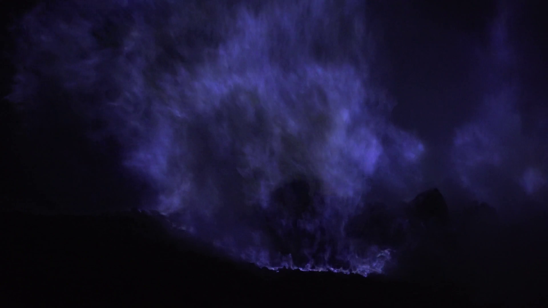 Blue Fire Of Burning Sulfur In Crater Of Stock Footage SBV347526843