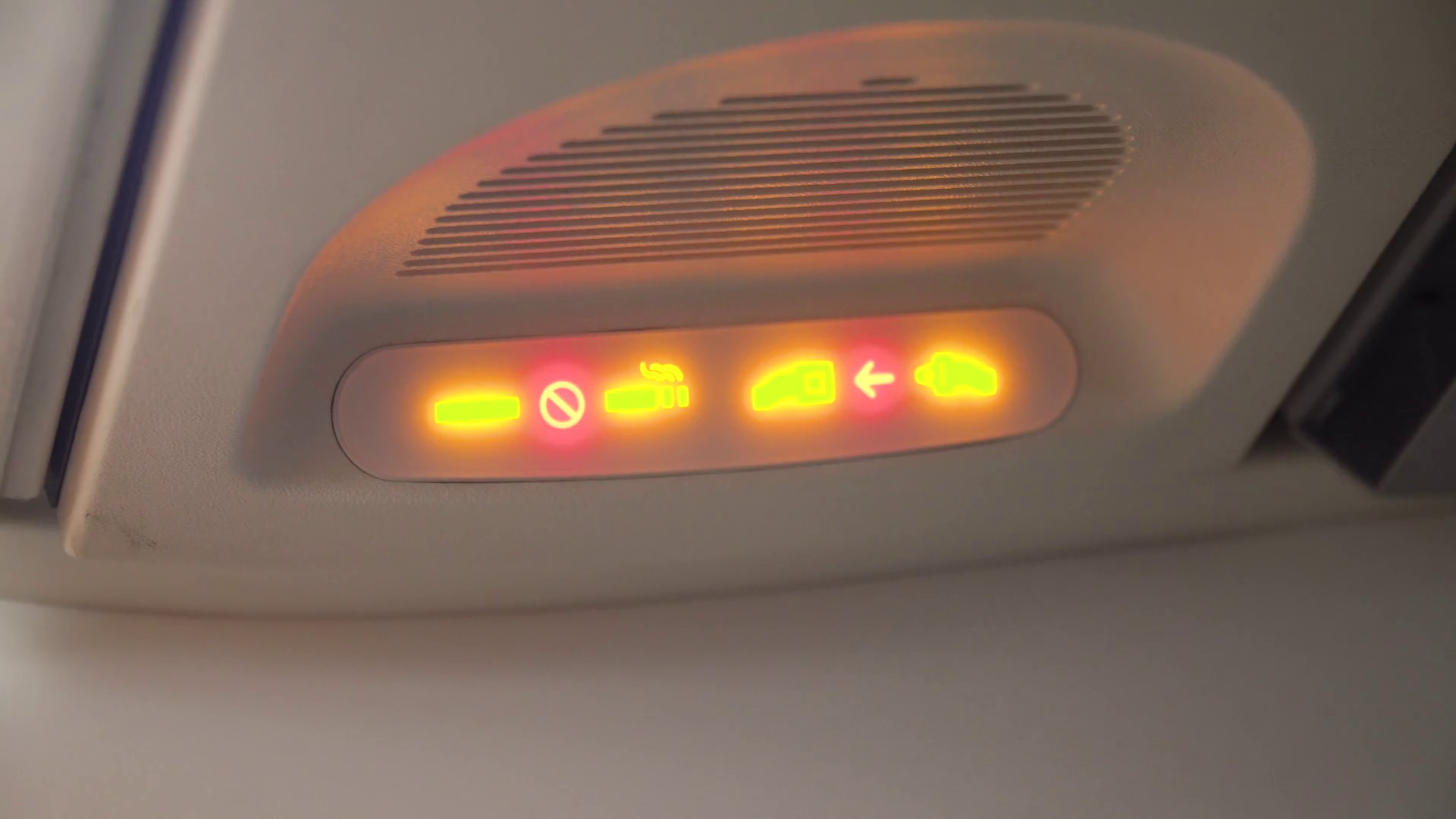 Signs On Airplane Fasten Seatbelt Light Has Stock Footage SBV347735046