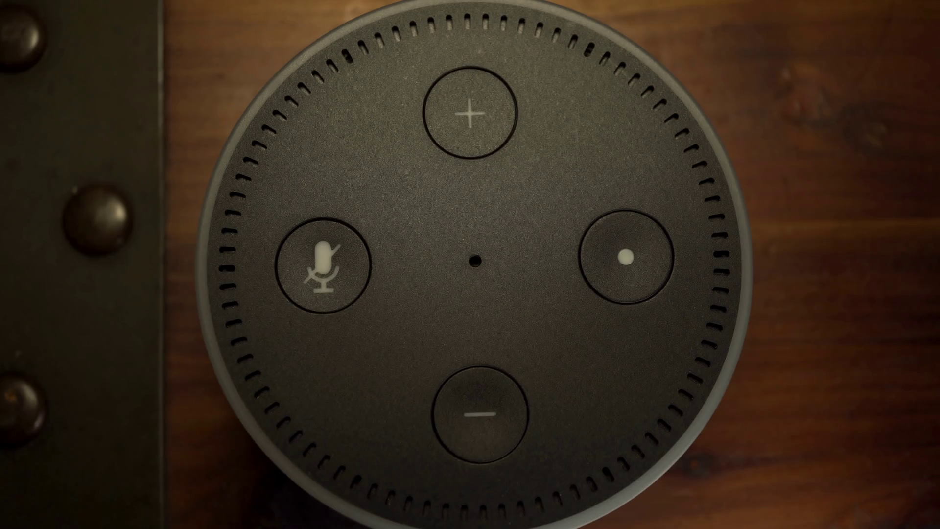 4k Amazon Alexa Echo Dot From Above Stock Footage SBV334146684