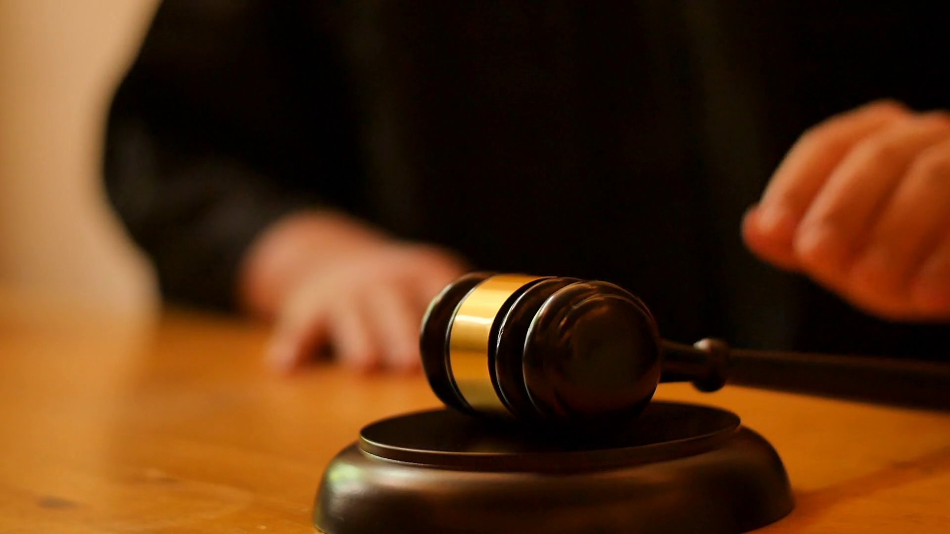 Judge In Courtroom Banging Gavel Social Stock Footage SBV338472077