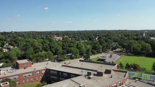 School campus and athletic field in Great Neck on Long Island New York