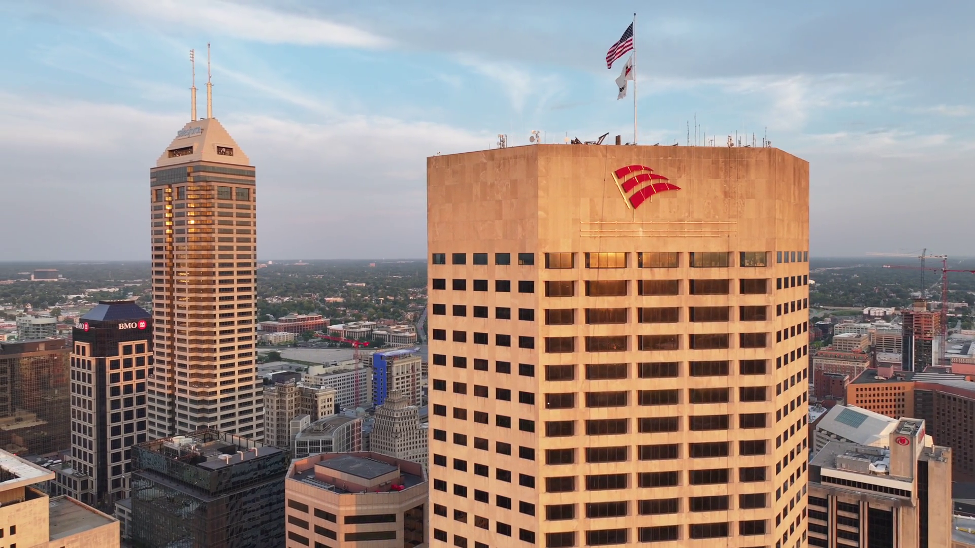 Indianapolis Downtown Indiana Sunset Bank Of Stock Footage SBV ...