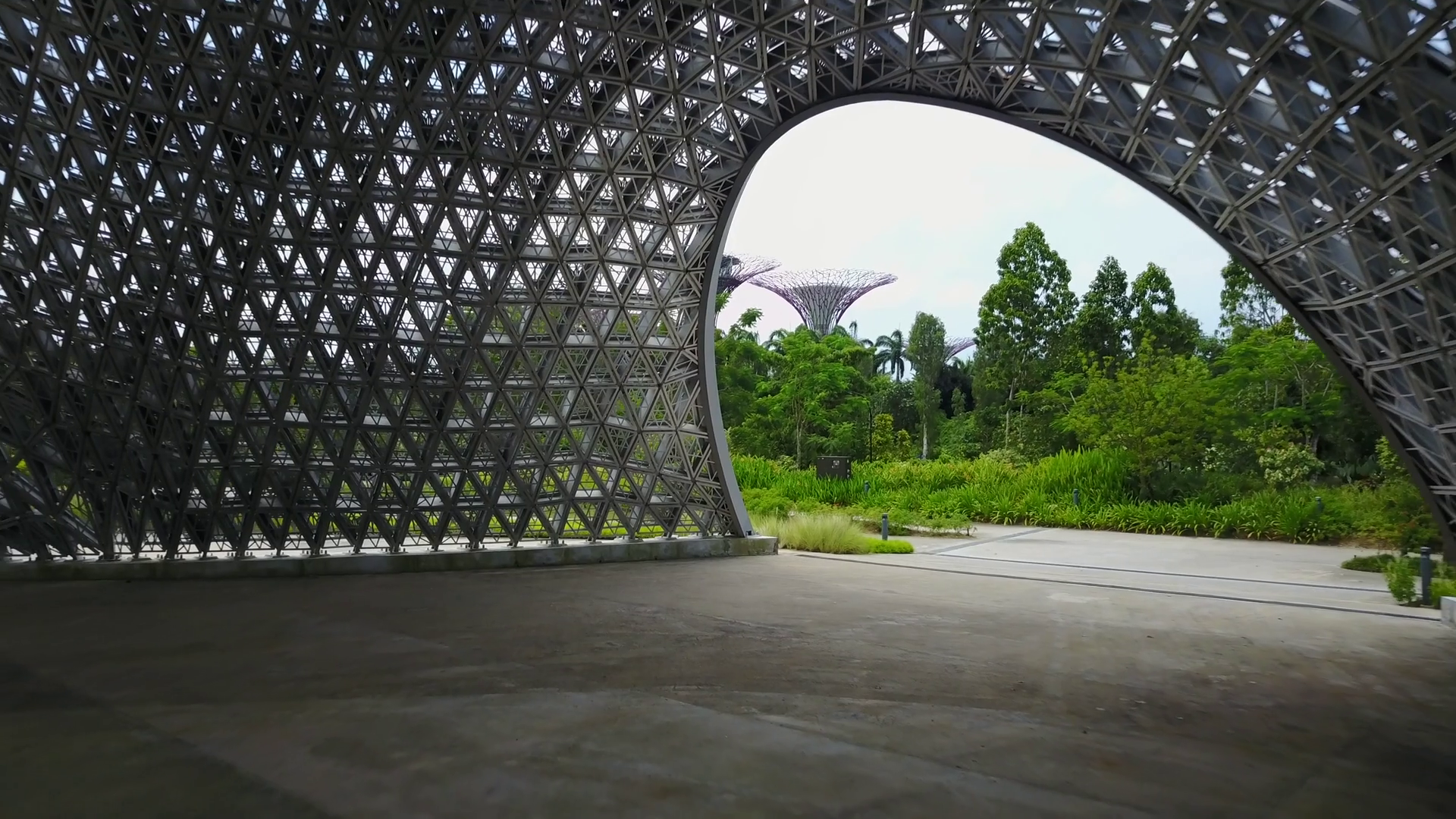 Aerial Of Of Sculpture In Gardens Bay Marina Stock Footage SBV