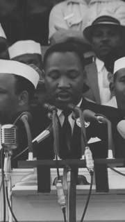 1963 - Crowds of activists applaud and cheer as Martin Luther King gives his I Have A Dream speech at the Lincoln Memorial during the March on Washington for Jobs and Freedom.