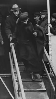 FRANCE - 1919 - Georges Carpentier arrives by boat back in France after winning the heavyweight championship title of Europe, to a hearty welcome.