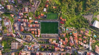 Aerial view of football fields in Taormina, Island of Sicily, italy