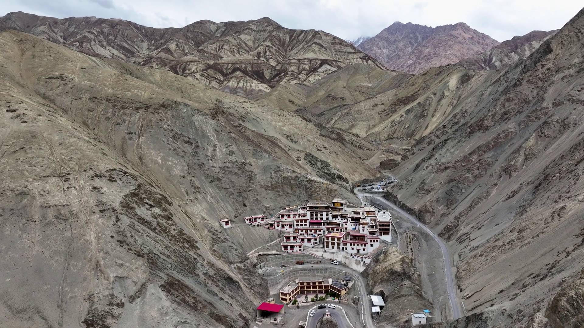Aerial View Of Monastery Nested In Valley Stock Footage SBV-353312236 ...