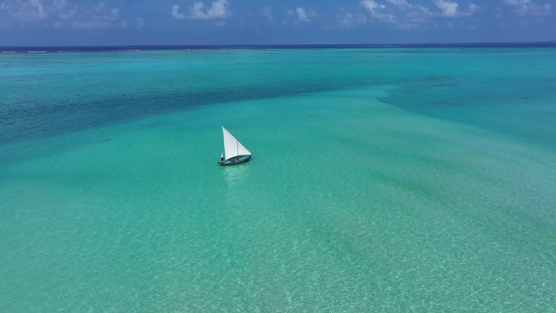Aerial View Of Boat Sailing On Turquoise Stock Footage SBV-353313226 ...