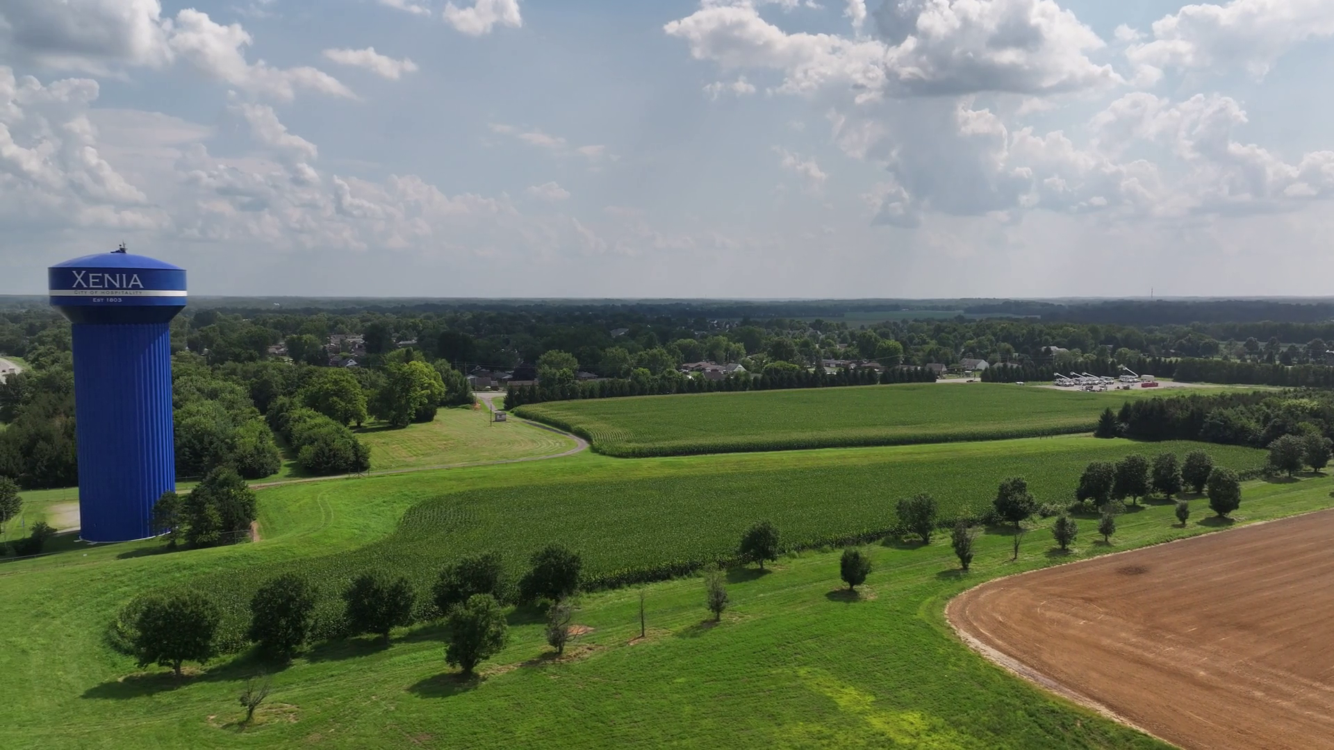 Aerial View Of Xenia Water Tower United Stock Footage SBV-352656609 ...
