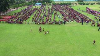 Aerial view of a large crowd on a field, Bangladesh.