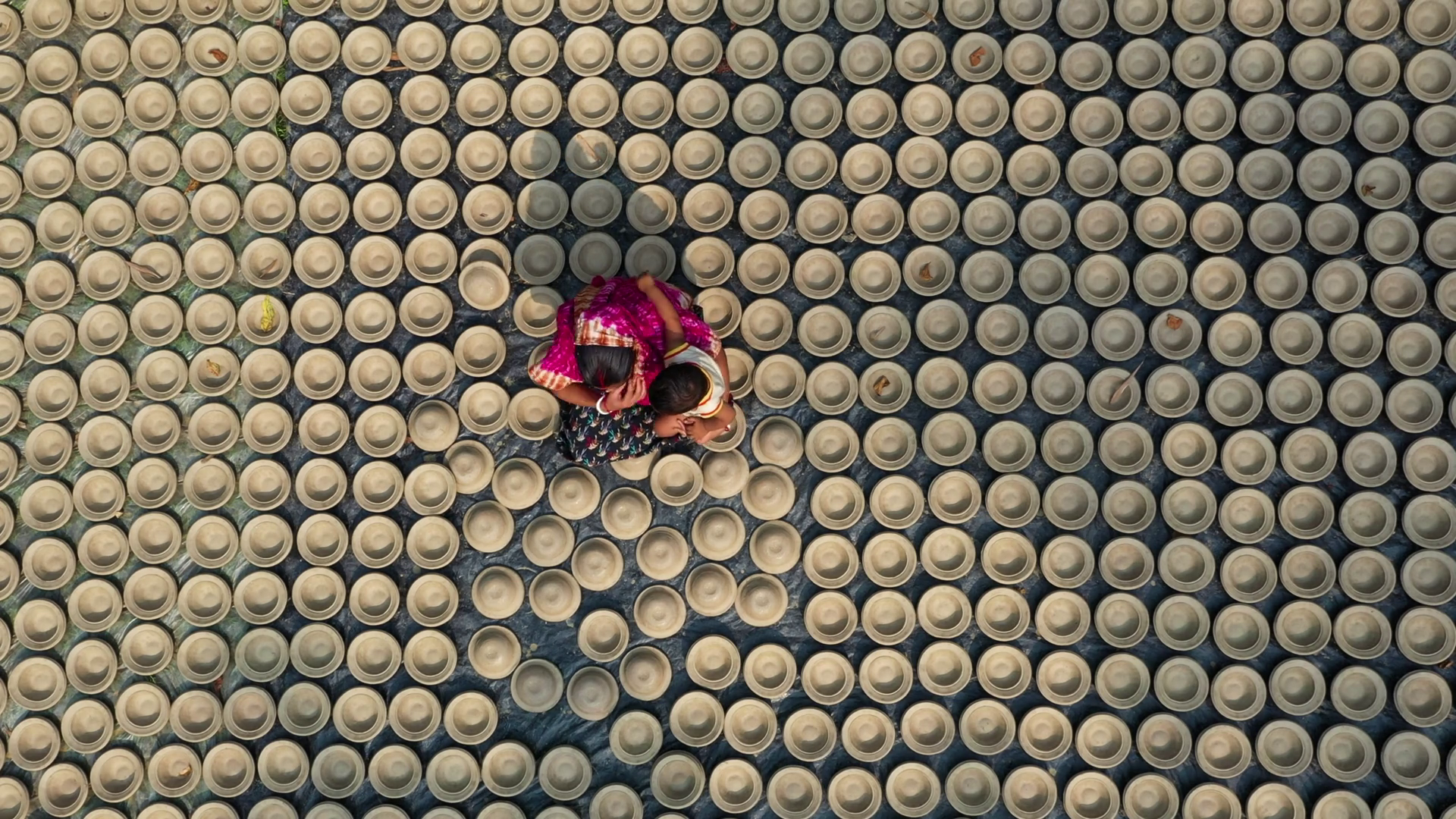 Aerial View Of Clay Pots Woman Bangladesh Stock Footage SBV-352692633 ...