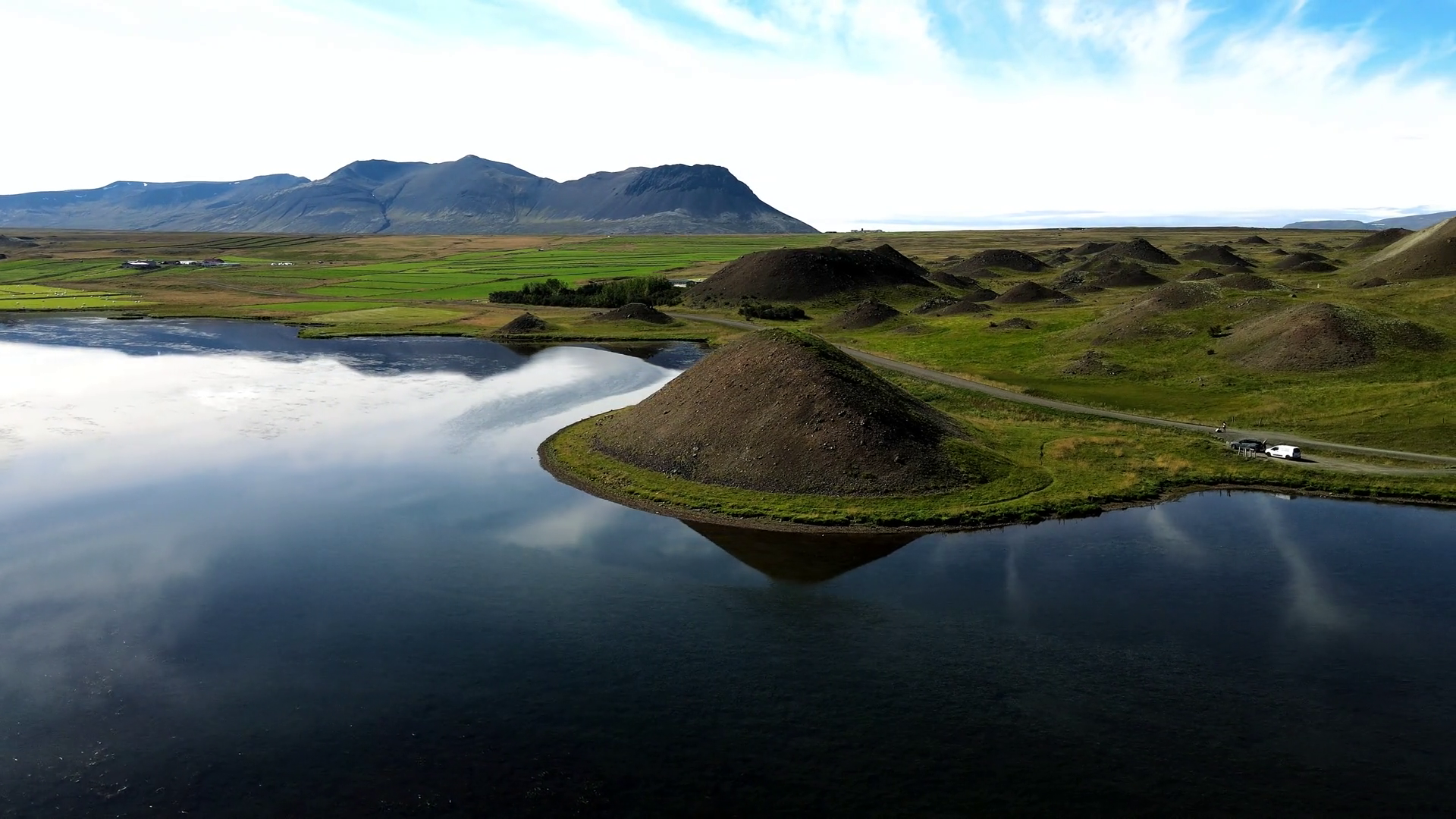 Aerial View Of Vatsndalsvegur Road Lake Stock Footage SBV-352678637 ...