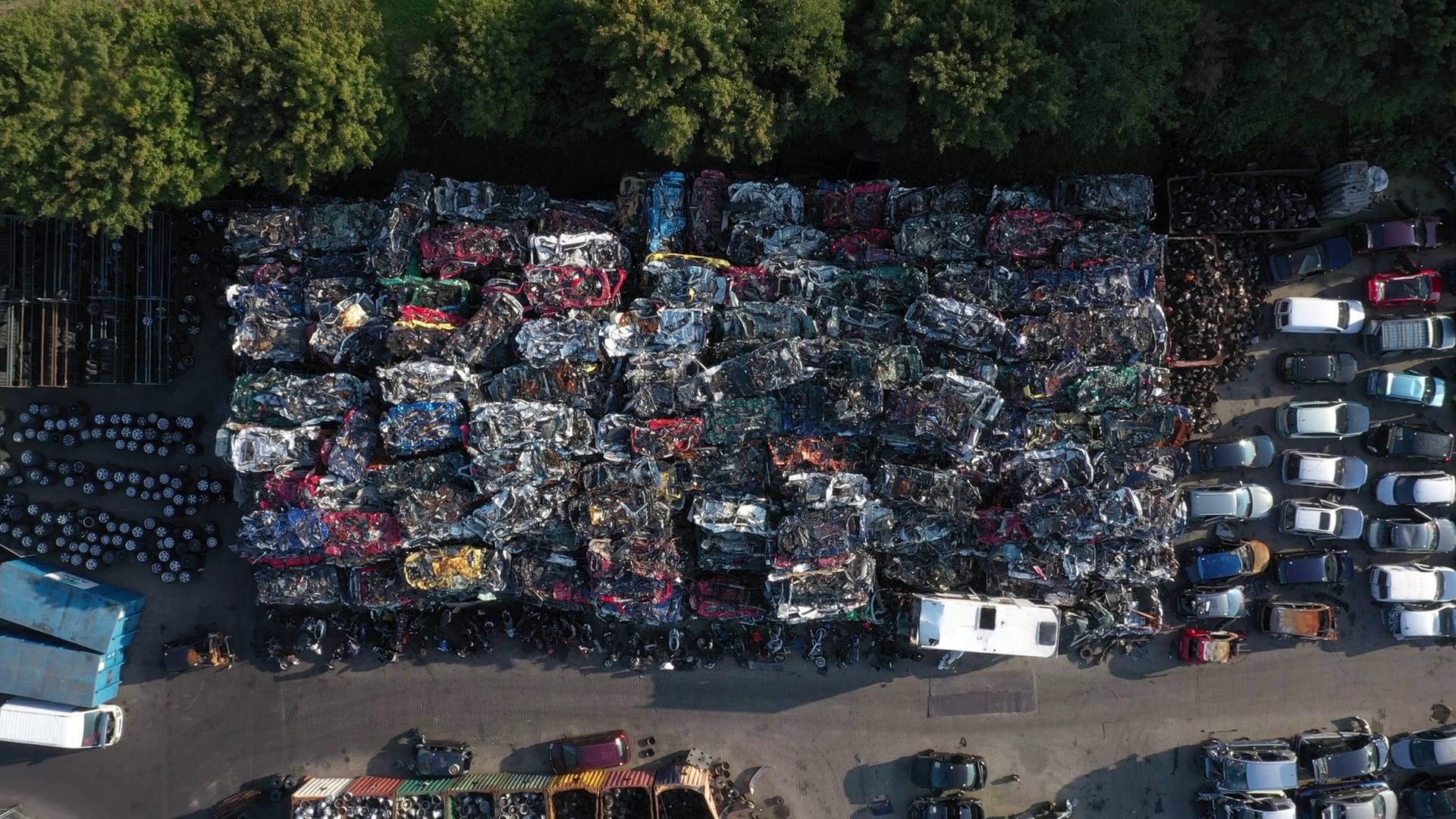 Aerial View Of Crushed Cars Scrap Metal Stock Footage SBV-352685093 ...