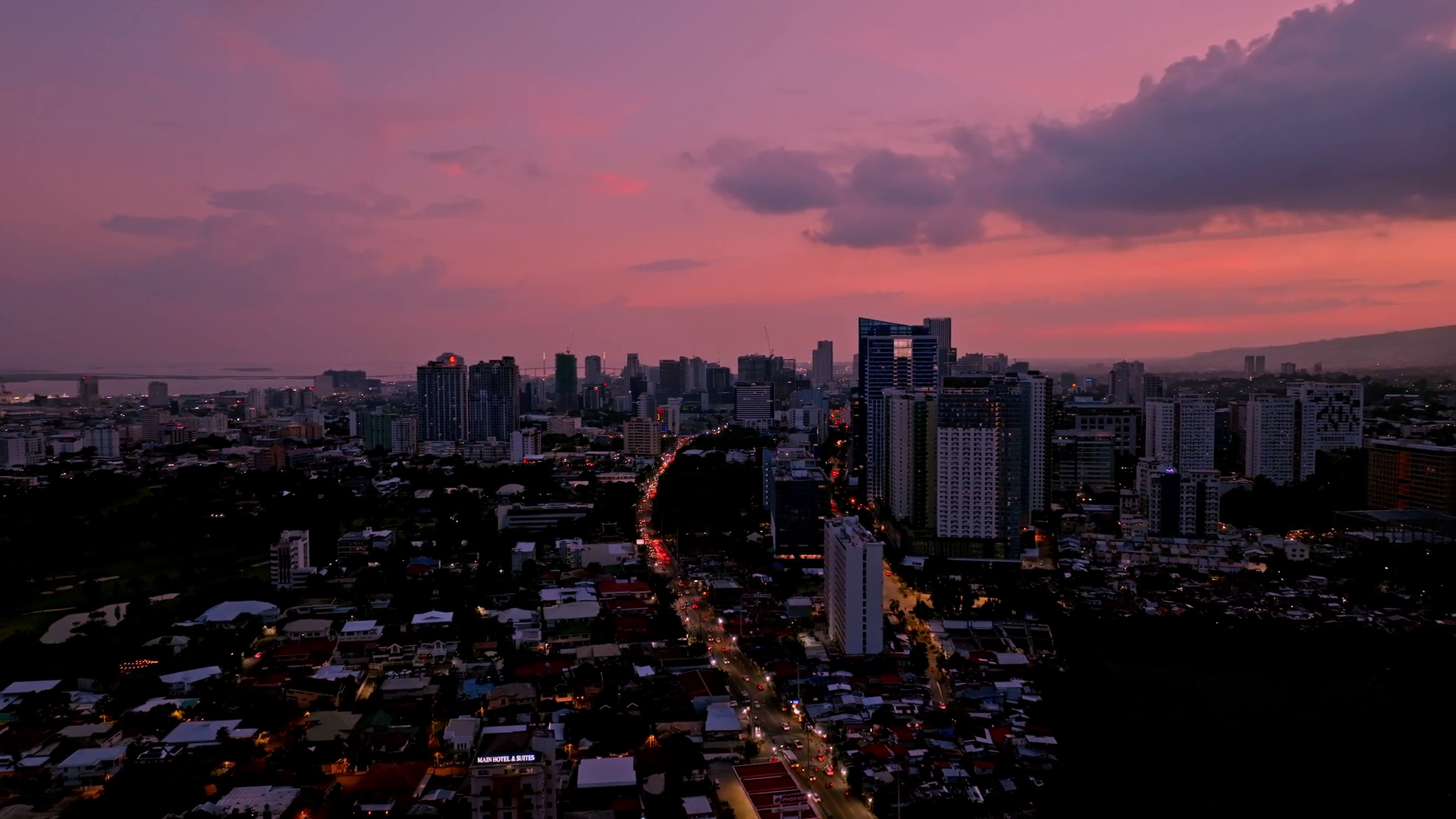 Aerial View Of Cebu City's Skyline Ablaze Stock Footage SBV353164589