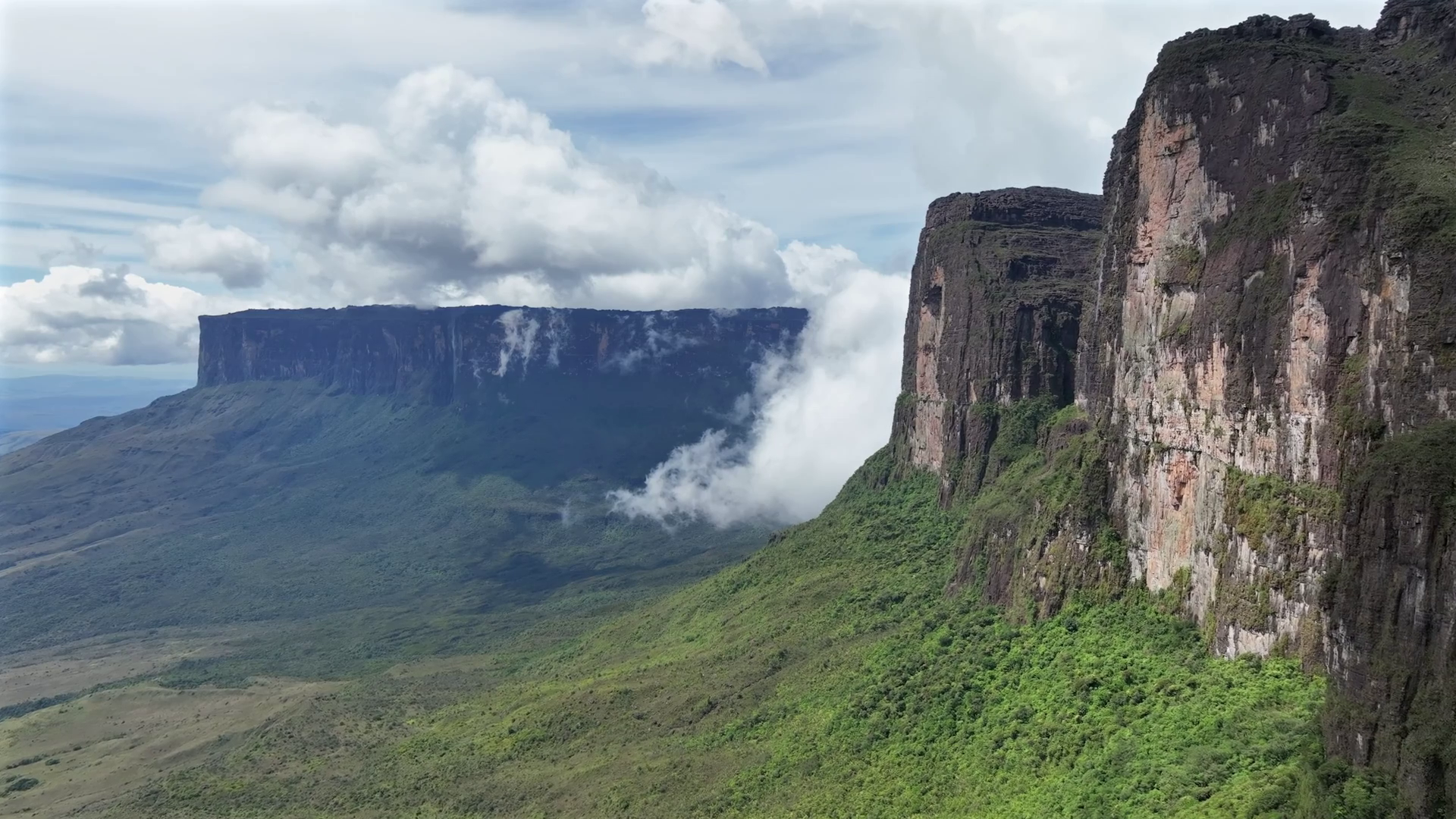 Aerial View Of Mount Roraima Tepui's Steep Stock Footage SBV-352767265 ...