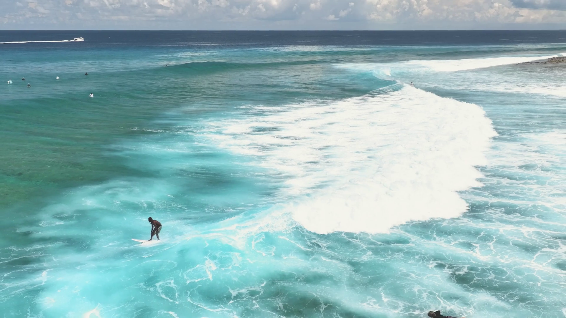 Aerial View Of Turquoise Waters Surfers At Stock Footage SBV-352809567 ...