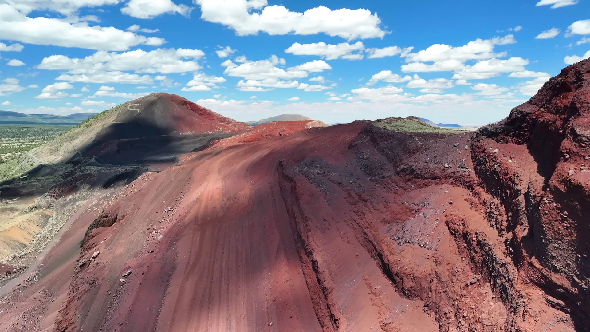 Aerial View Of Striking Red Volcano Crater Stock Footage SBV-352921074 ...