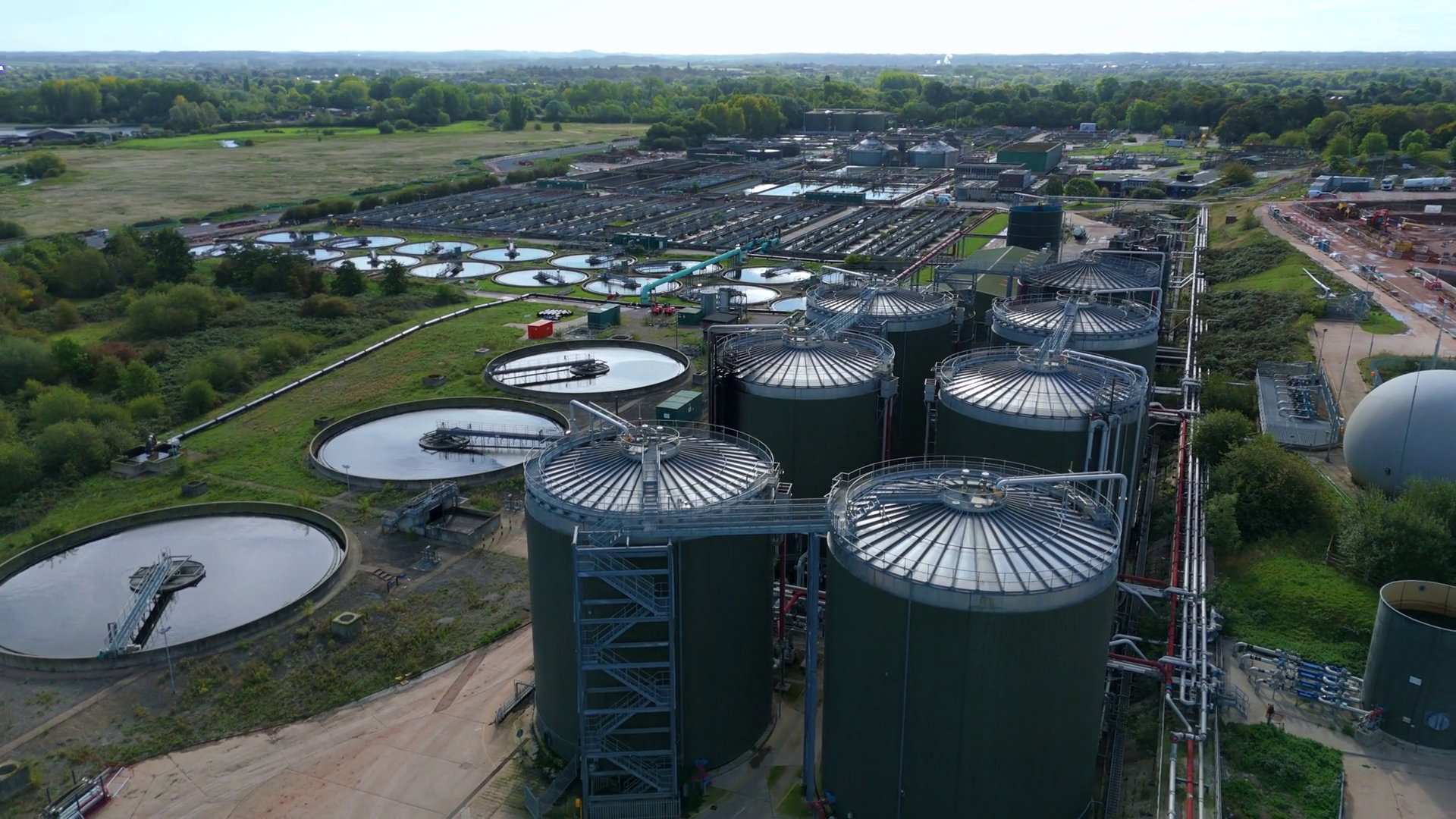 Aerial View Of Circular Tanks Vessels Stock Footage SBV-352934250 ...