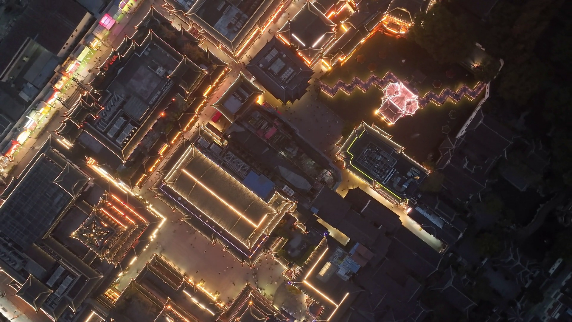 Aerial View Of Buildings Illuminated With Stock Footage SBV-352946533 ...