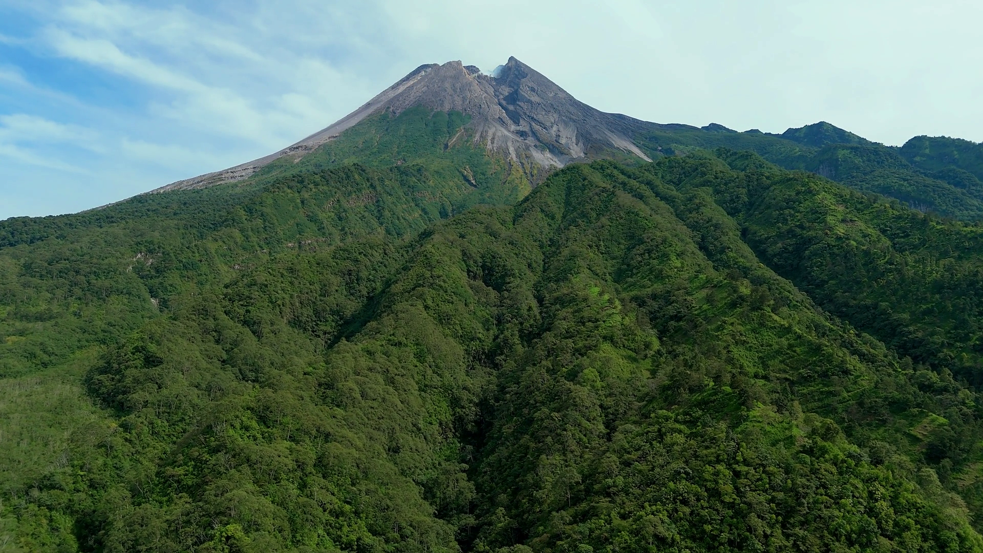 Aerial View Of Mount Merapi Green Forest Stock Footage SBV-352997863 ...