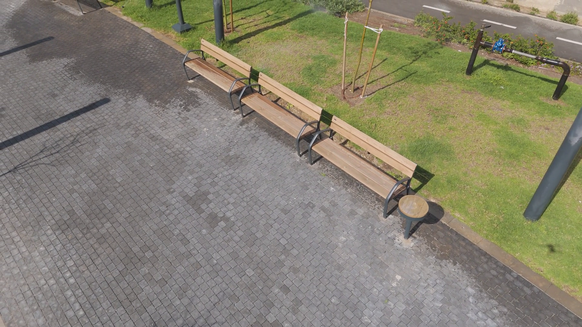 Aerial View Of Benches Placed Alongside Stock Footage SBV-353187875 ...
