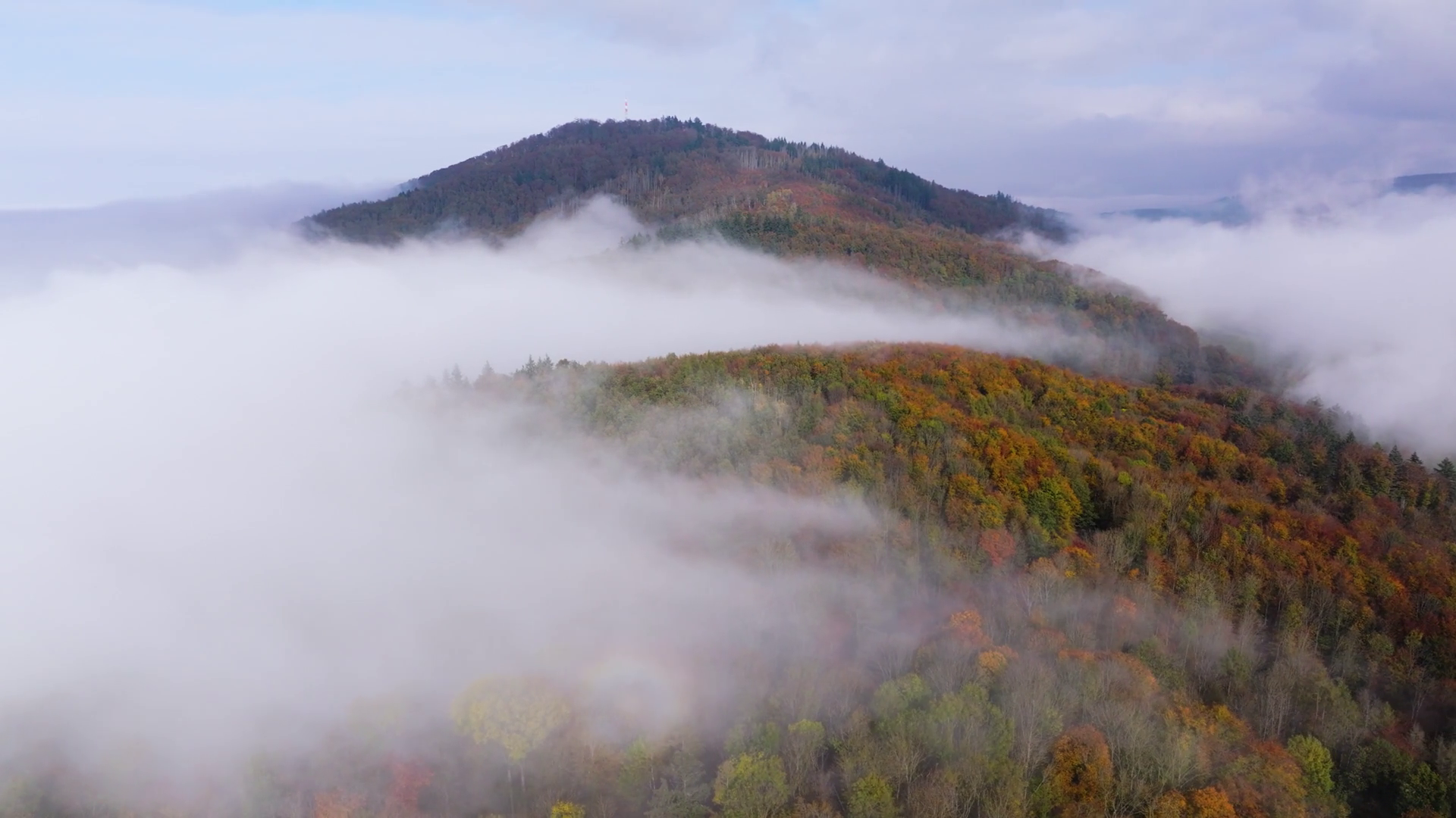 Aerial View Of Rolling Mist-covered Stock Footage SBV-353272608 ...