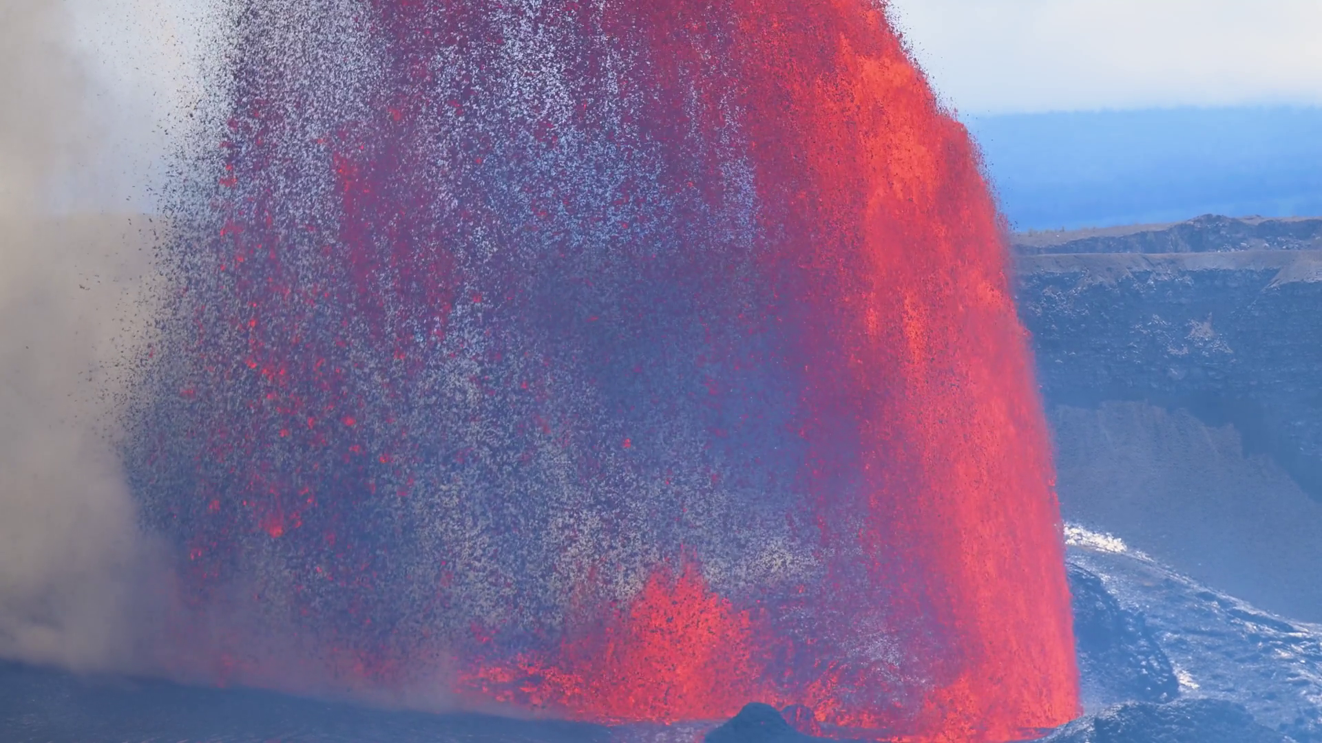 Aerial View Of Molten Lava Exploding From Stock Footage SBV-353443095 ...