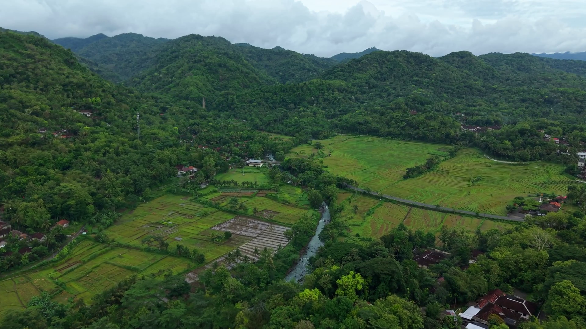 Aerial View Of Lush Green Mountains Meet Stock Footage SBV-353442942 ...