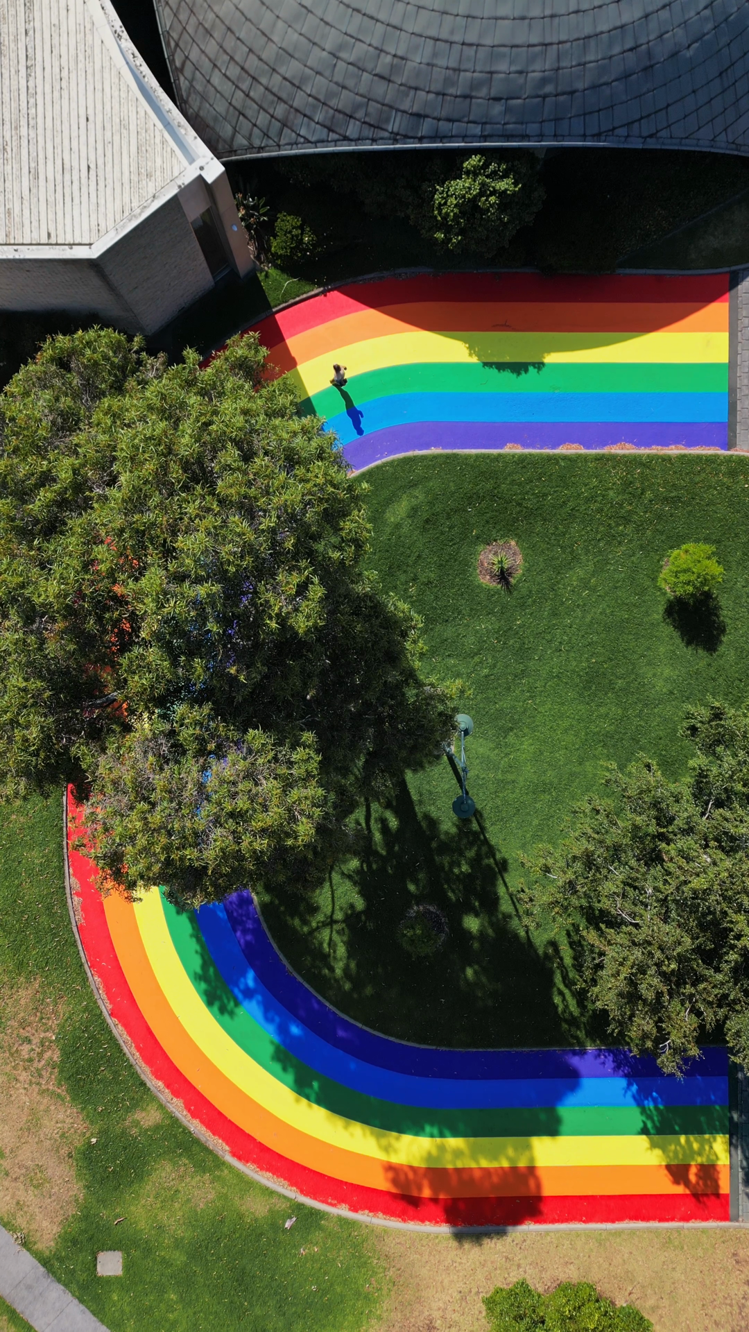 Aerial View Of Curved Rainbow Pride Pathways Stock Footage SBV ...