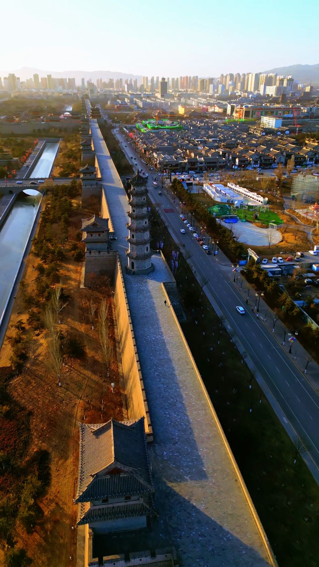 Aerial View Of Old Datong Ancient City Wall Stock Footage SBV-353789170 ...