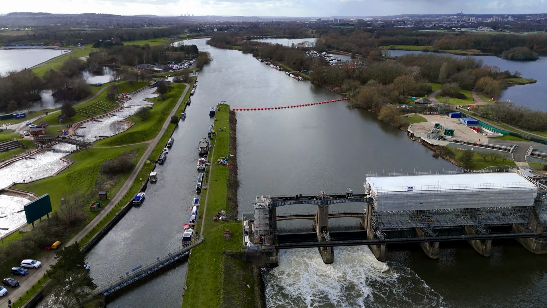 Aerial View Of Colwick Sluice With Dark Stock Footage SBV-353675196 ...