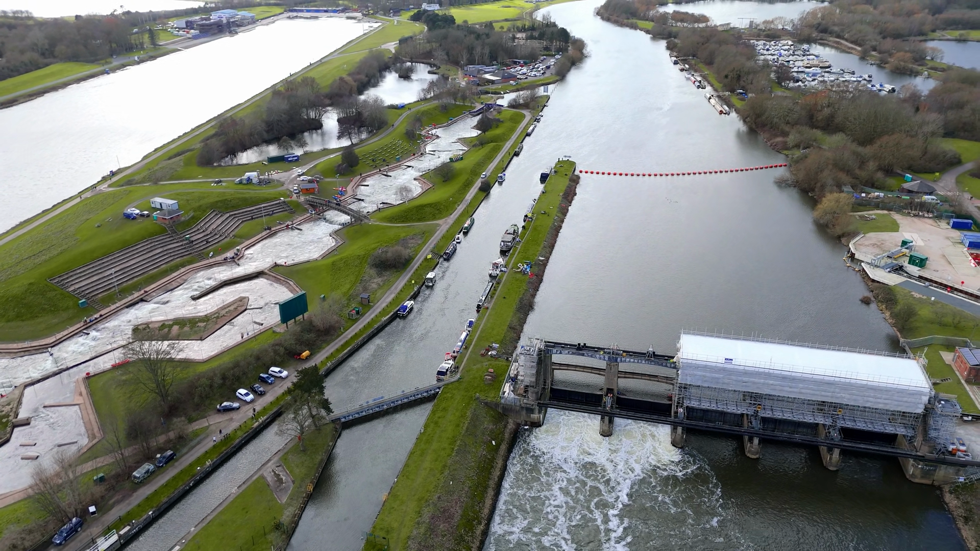 Aerial View Of Colwick Sluice Striking Stock Footage SBV-353675128 ...