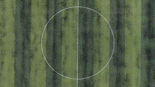 Aerial view of soccer field center circle in Guatemala.
