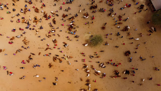Aerial view of Kimana Animal Market in Kenya.