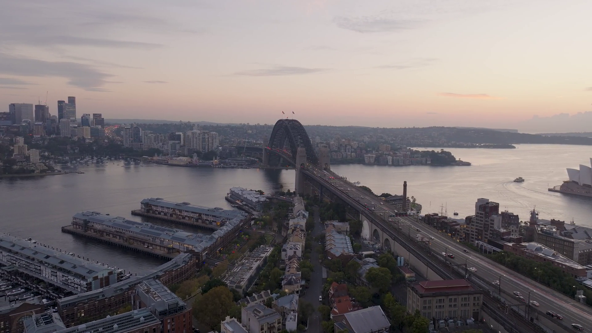 Aerial View Of Iconic Harbour Bridge With Stock Footage SBV-351718770 ...