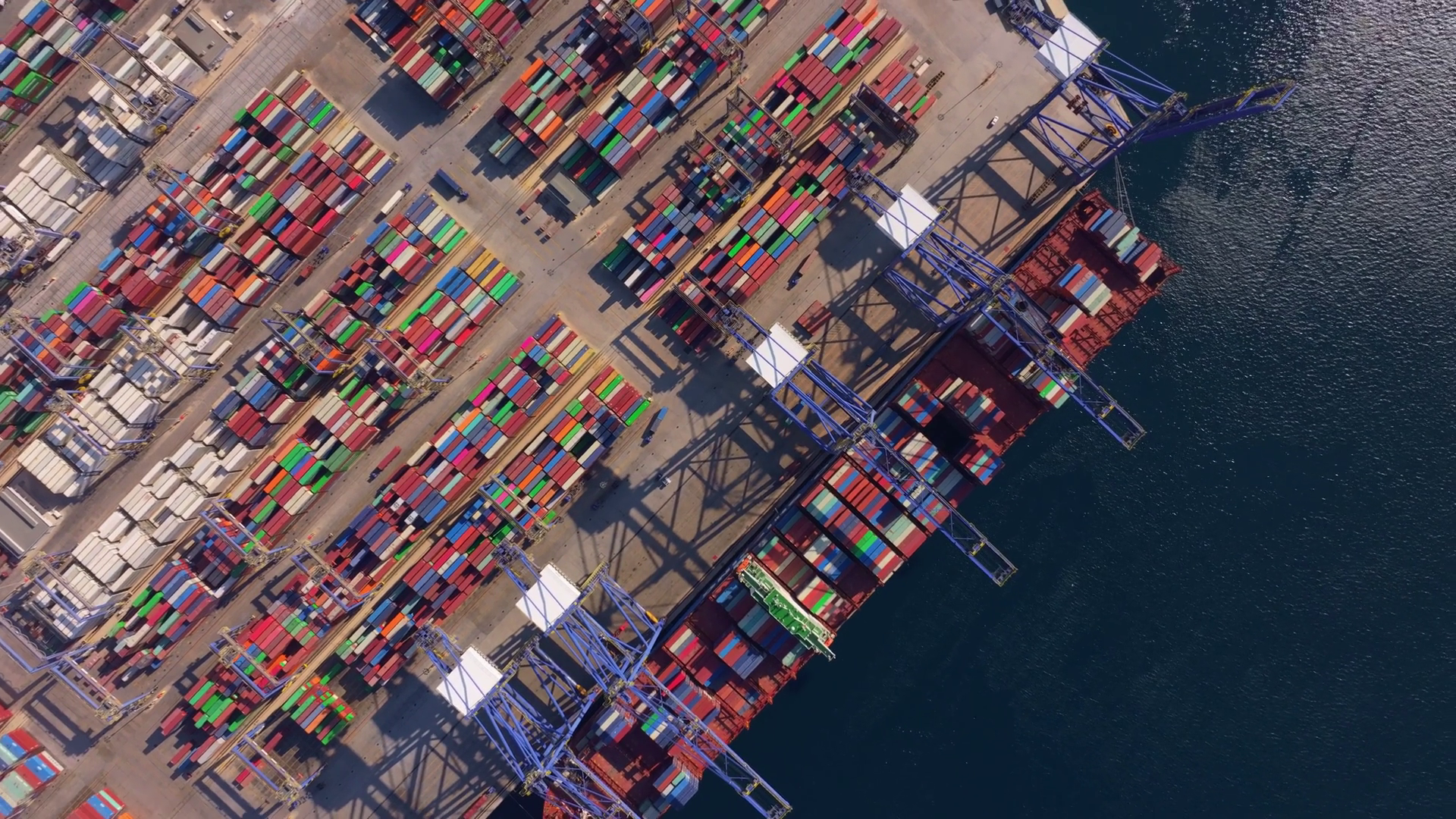 Aerial View Of Container Port With Stacked Stock Footage SBV-351723182 ...