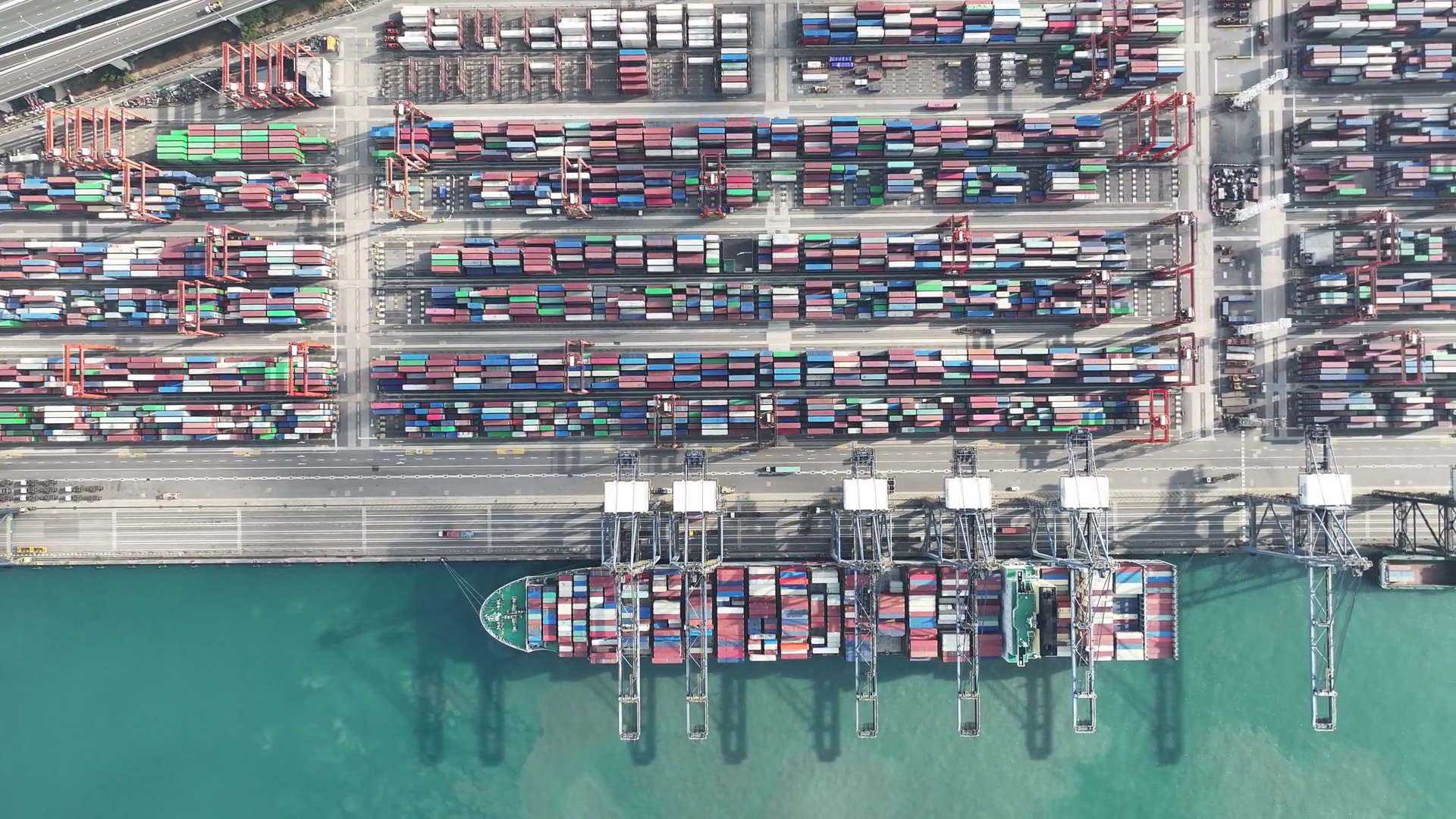 Aerial View Of Colorful Shipping Containers Stock Footage SBV-351719100 ...