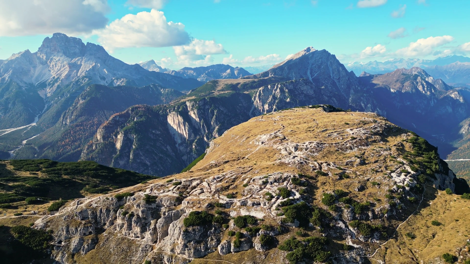 Aerial View Of Rugged Monte Piana With Stock Footage SBV-351766231 ...