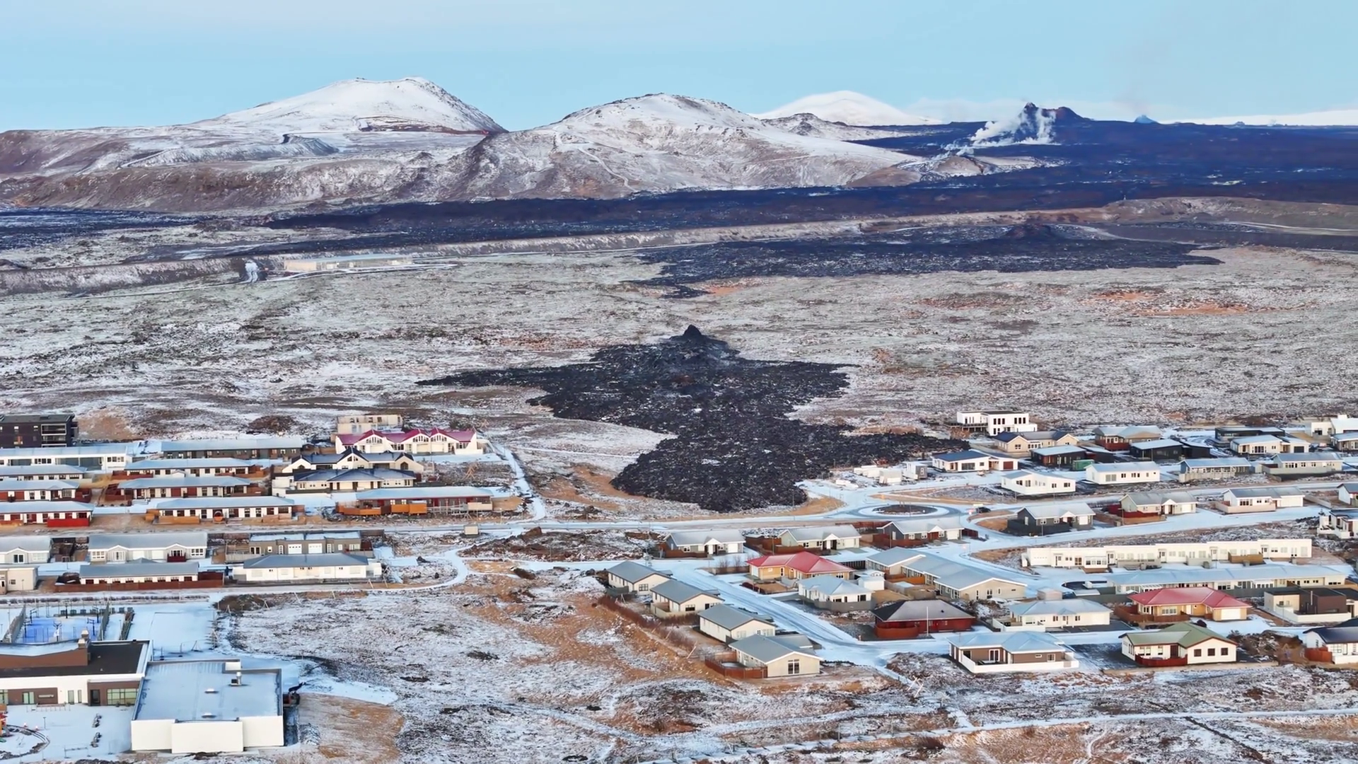 Aerial View Of Snowy Grindavik Town With Stock Footage SBV-351766288 ...