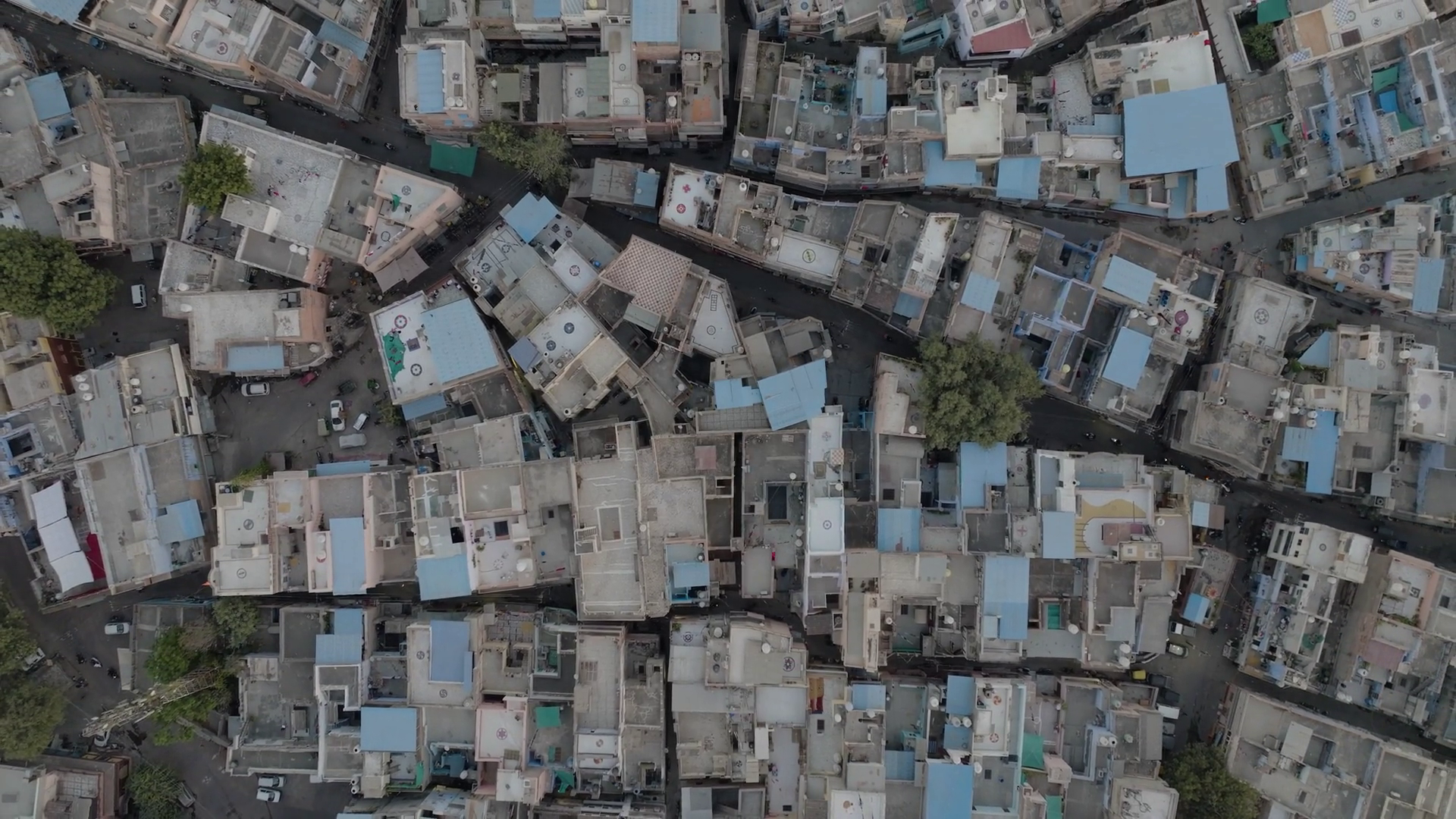 Aerial View Of Densely Packed Blue Rooftops Stock Footage SBV-351725690 ...