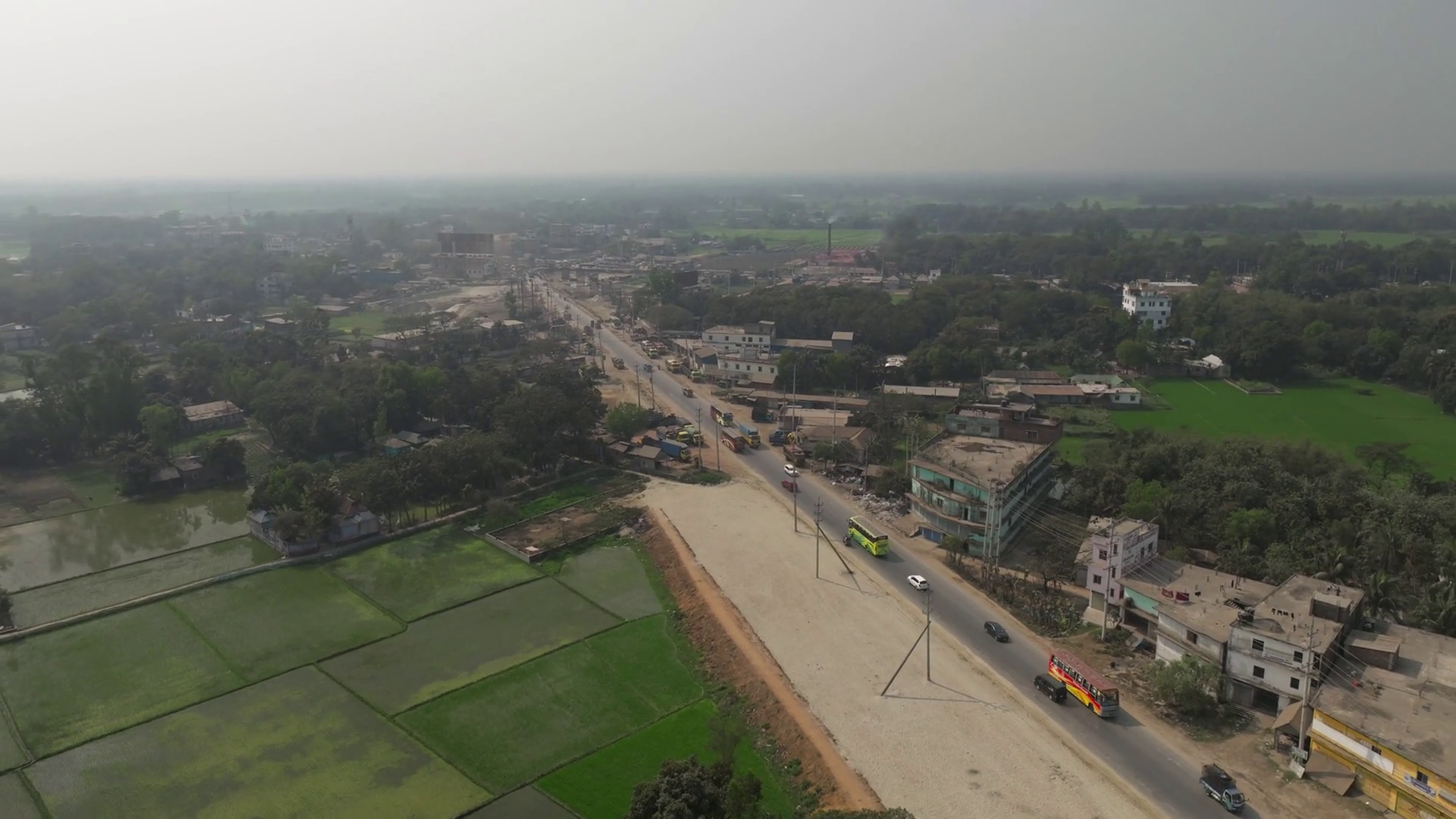 Aerial View Of Lush Rice Fields Urban Stock Footage SBV-351899348 ...