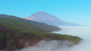 Aerial drone view of Teide in Parque Nacional del Teide, Highest peak of Spain, Tenerife island