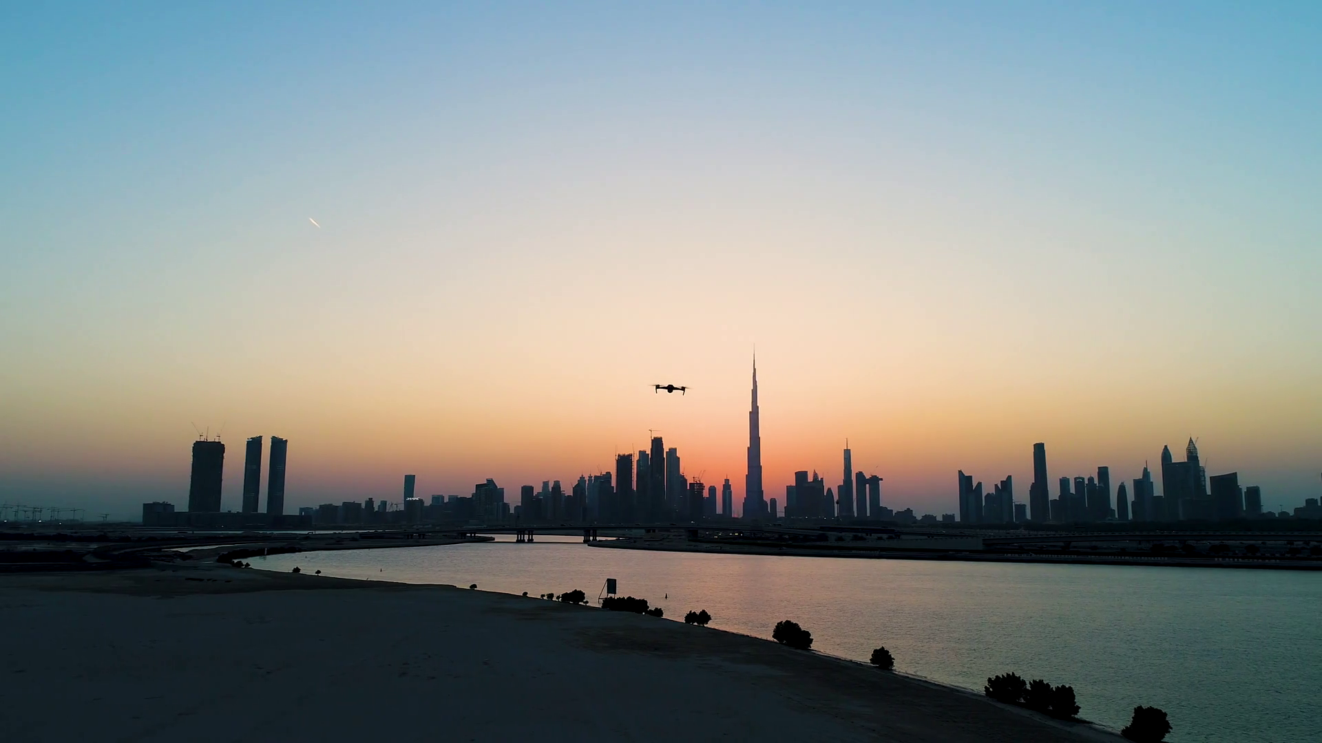 Aerial View Of Drone Filming Dubai Cityscape Stock Footage SBV